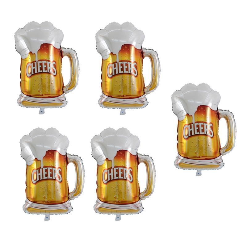 5Pcs Birthday Balloons Beer Cups Cartoon Aluminum Foil Ball