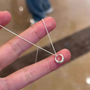 迟慢慢  几何圆圈项链极简风休闲颈链轻奢高级感锁骨链精致吊坠女