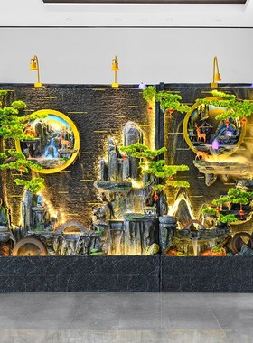 水幕墙流水屏风别墅庭院假山喷泉鱼池循环水招财公司景观装饰摆件