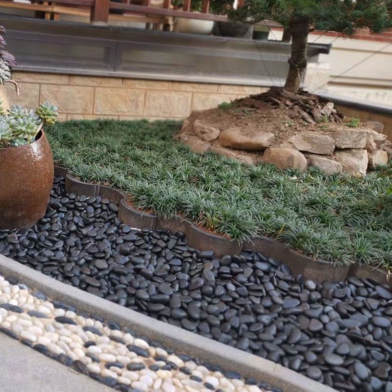 50斤黑白色鹅卵石庭n院园林造景铺路铺地大小石头 天然雨花石原石