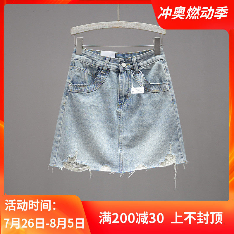 2024夏季高腰流苏牛仔裙女百搭防走光短裙潮流时尚显瘦半身裙新款