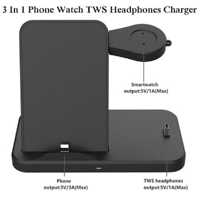 速发3 in 1 Wired Charging Base Phone TWS Headphones Watch