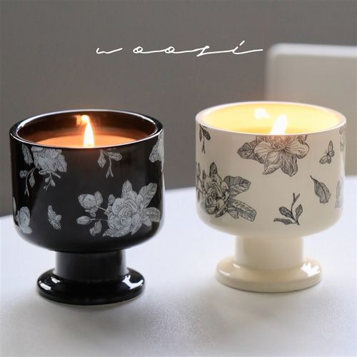 复古白茶香薰蜡烛小众高级感陶瓷杯家用卧室安神助睡眠生日礼物