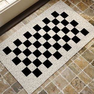 丝圈入户门地垫黑白格家t用进门脚垫子防滑除尘可裁剪定制玄关地