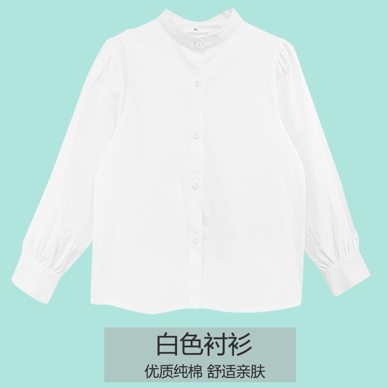 高货现货速发女童洋气套装裙校园学院风春秋中大儿童白色衬衣连衣