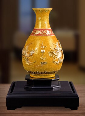 龙凤呈祥摆件漆线雕花瓶新婚礼物送新娘结婚礼品送新人结婚送礼