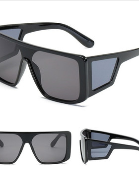 夏季海滩度假潮流时尚大方框眼镜男女潮个性复古墨镜方形连体墨镜