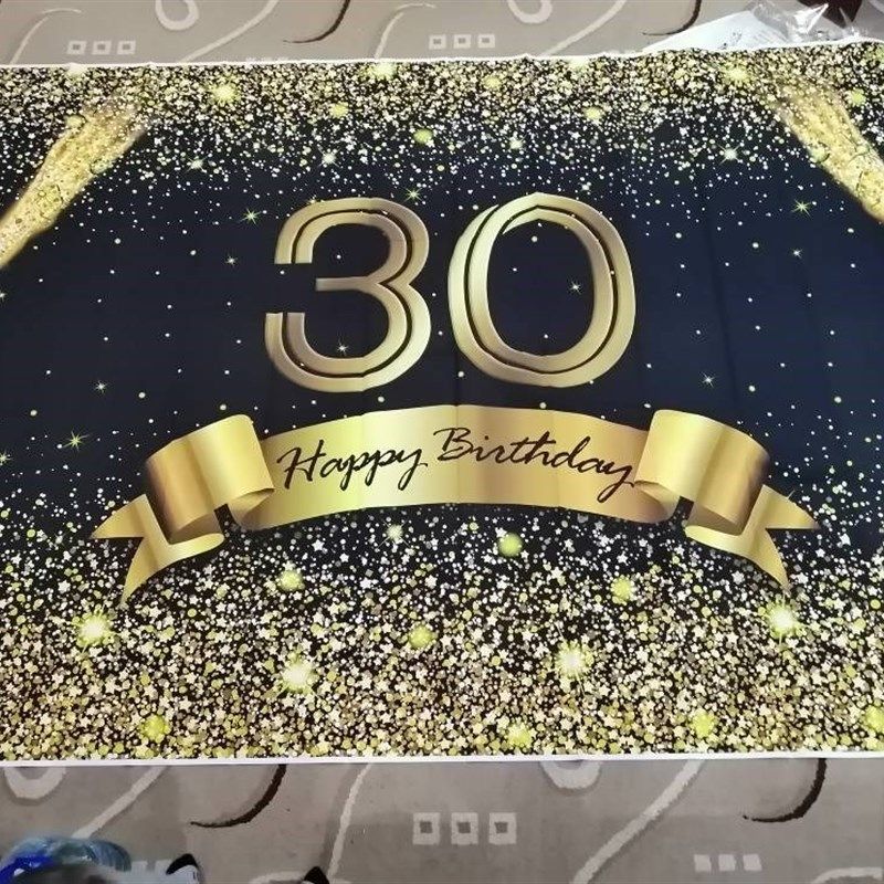 20 30th 40th 50th 60th Birthday Backdrop Golden oon Glitter
