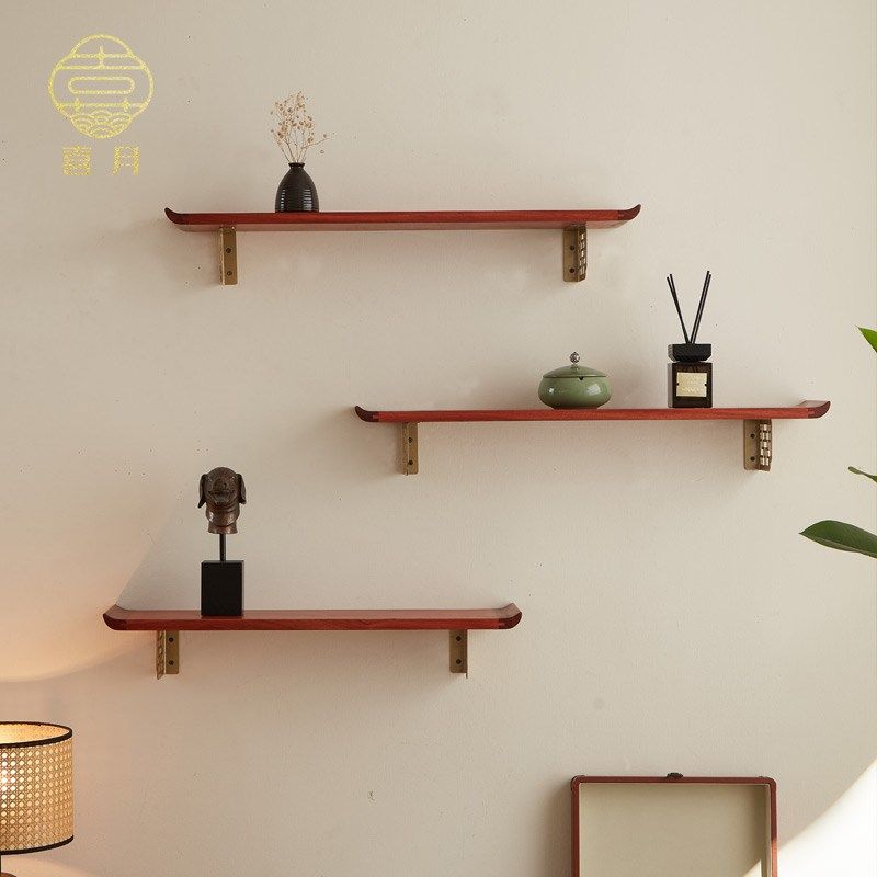 喜月中式原木免钉墙上实木置物板一字板玄关隔板支架电视柜壁挂式,住宅家具,搁板/置物架/家用陈列架,淘宝优惠券,粉丝福利购,淘宝优惠卷