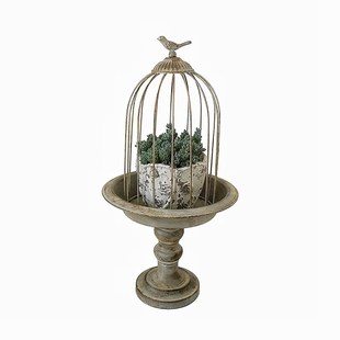 复古铁艺做旧花架吊蓝花盆多肉灰色鸟笼花架落地花架吊兰绿萝花架