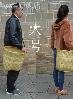 采茶神器摘茶86308叶背篓采茶竹篓袋子采摘篓采蘑菇背筐成人侧背