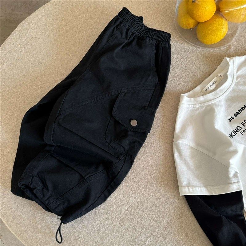 儿童工装裤男童2025春秋新款束脚裤宝宝纯色休闲长裤女洋气百搭,童装/婴儿装/亲子装,裤子,淘宝优惠券,粉丝福利购,淘宝优惠卷