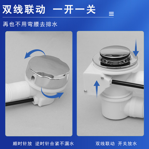 老式浴缸下水器下水管弹跳过滤网浴盆去水器旋转落水浴.缸排水配