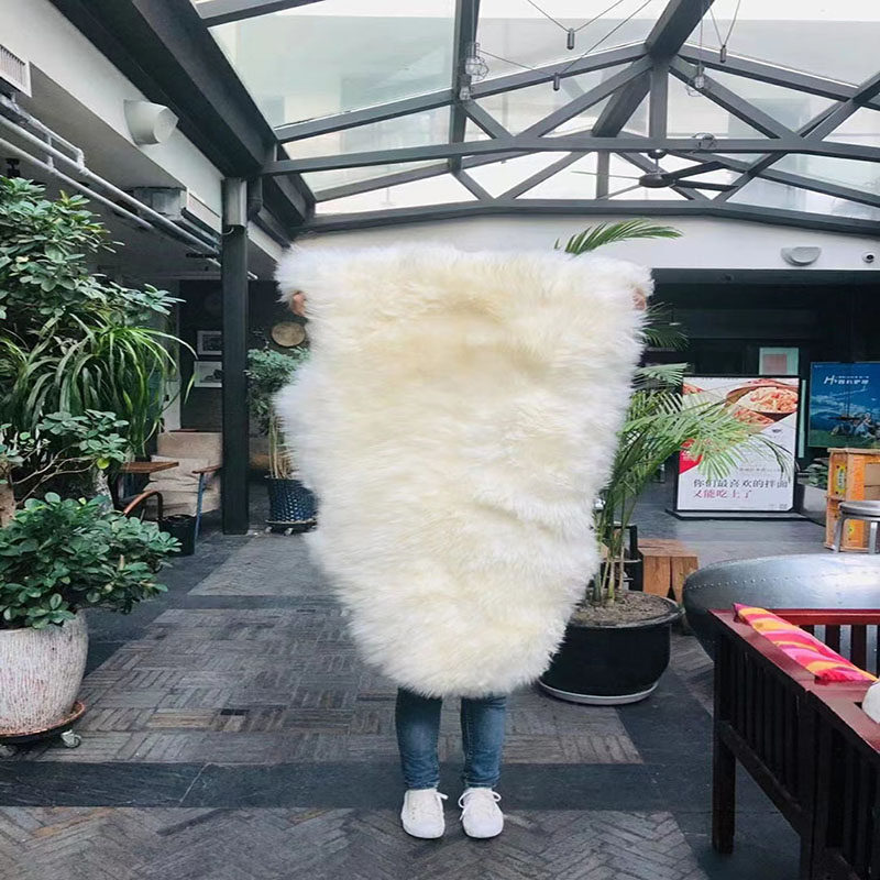 新疆羊毛毯真皮毛l一体天然羊毛沙发飘窗垫床边地毯坐垫软黄金轻