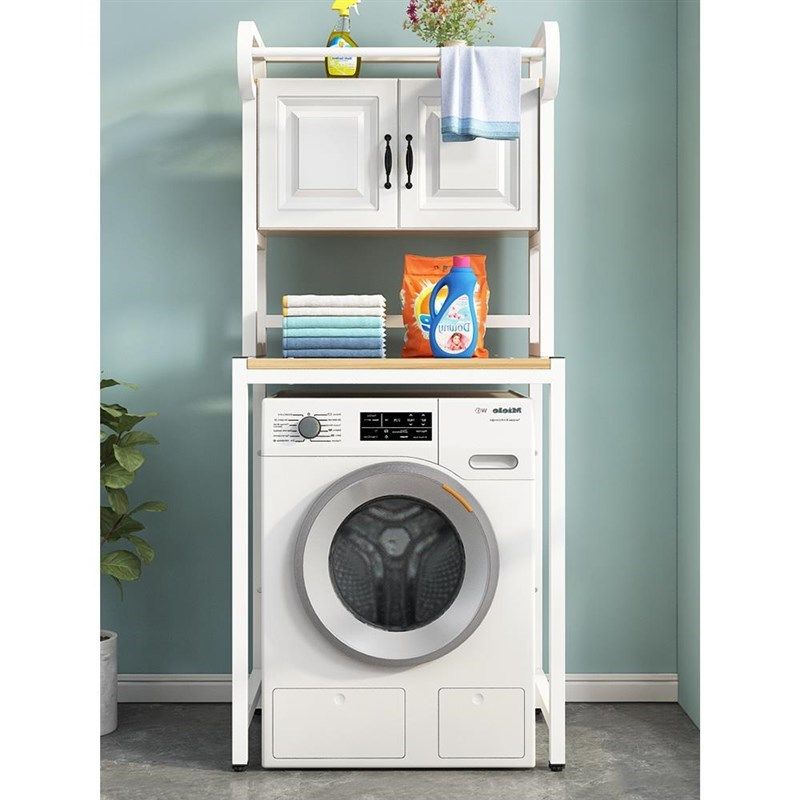 洗衣机置物架落地阳台上方多功能洗衣柜浴室翻盖滚筒收纳储物架子