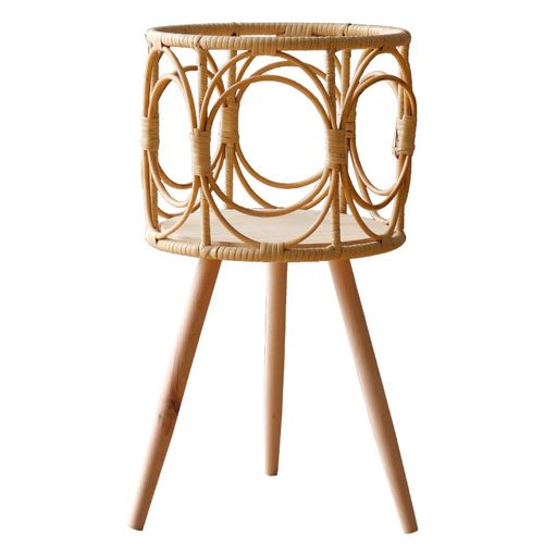 手工藤编花架高低组合客厅室内花架木质简约创意花盆架落地式家用