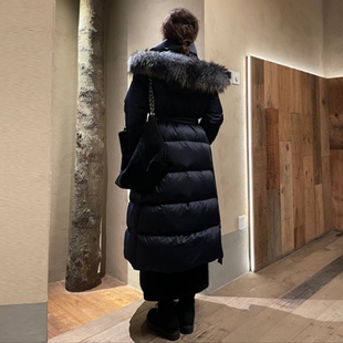 加厚大毛领长版羽绒棉服女2023秋冬季新品收腰显瘦韩版设计感外套