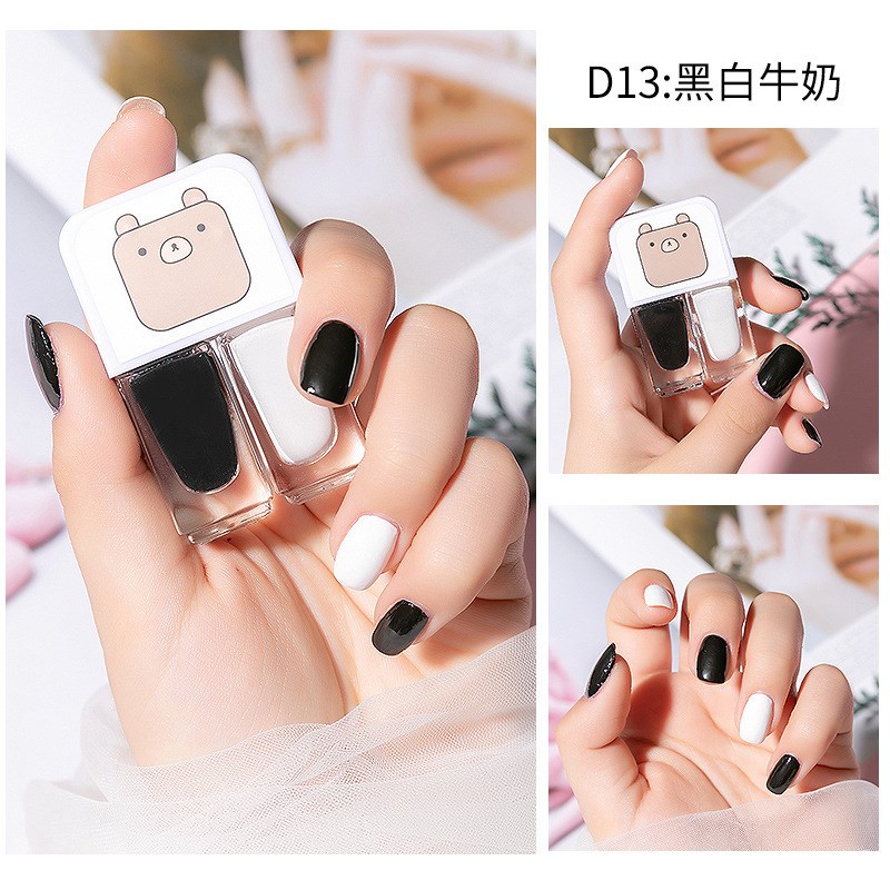 现货指甲油新款免烤双子星水性可撕拉透明甲油指甲油套装Nail pol