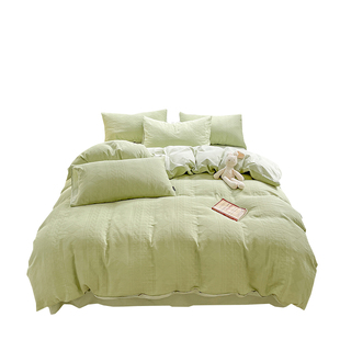 轻奢纯色全棉四件套小清新100家用宿舍单人双人被套床单套件4