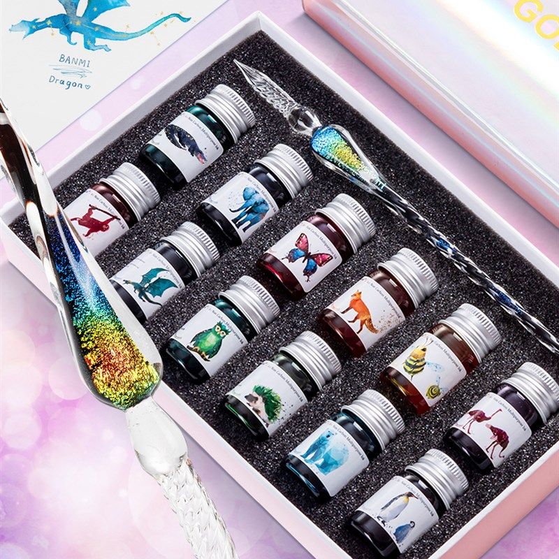 【治俞系】12色玻璃笔套装彩色墨水蘸水笔学生星空彩墨水晶笔,文具电教/文化用品/商务用品,铅笔/自动铅笔,淘宝优惠券,粉丝福利购,淘宝优惠卷