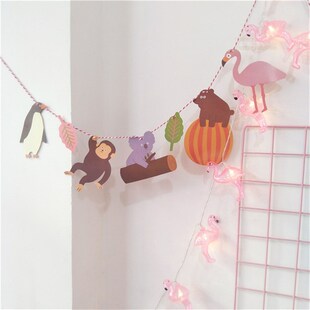 生日节庆聚会儿童房装饰挂旗小彩C旗热带雨林动物派对彩旗派对布