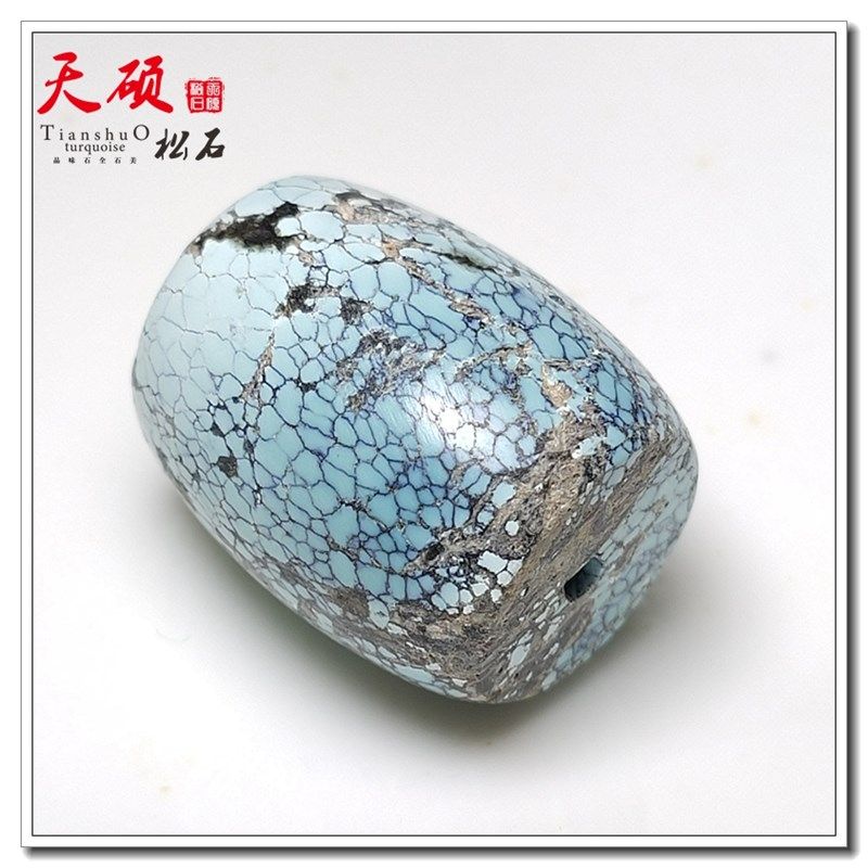 多铁线天然原矿高瓷无优化绿松石桶珠顶珠单珠锁骨链手串配饰无胶