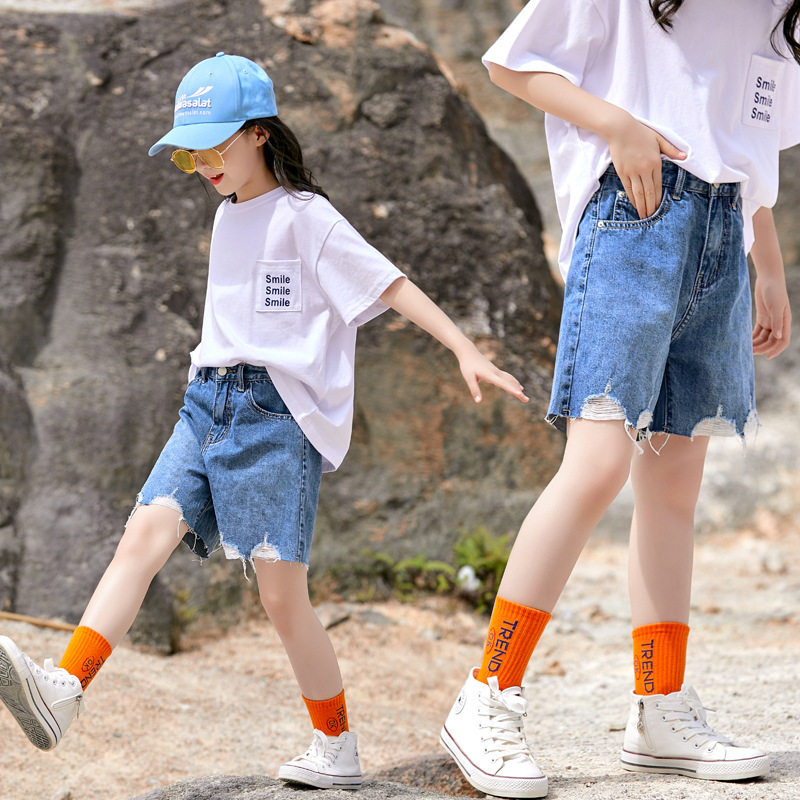 韩国夏装2023新品韩版童装女童短裤牛仔裤洋气中大童外穿裤子潮