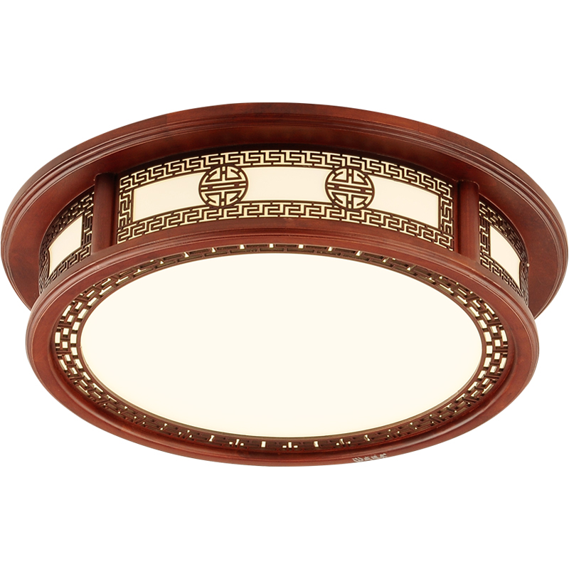 led圆a形中式吸顶灯简约实木客厅灯具仿古卧室灯新古典书房餐厅灯