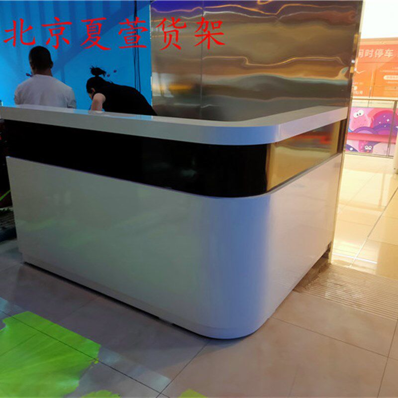 奶茶店收银台柜台 甜品店收款台 饮品店前台 转角弧形水吧台定制