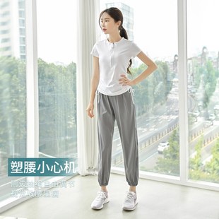 跑步运动女套装小个子夏天户外健身晨跑服大码宽松白色瑜伽服