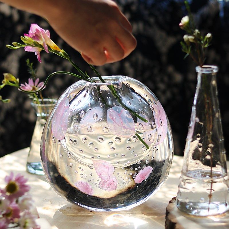 北欧琉璃花瓶设计感透明玻璃花器插花客厅样板间家居软装饰品轻奢,家居饰品,花瓶,淘宝优惠券,粉丝福利购,淘宝优惠卷