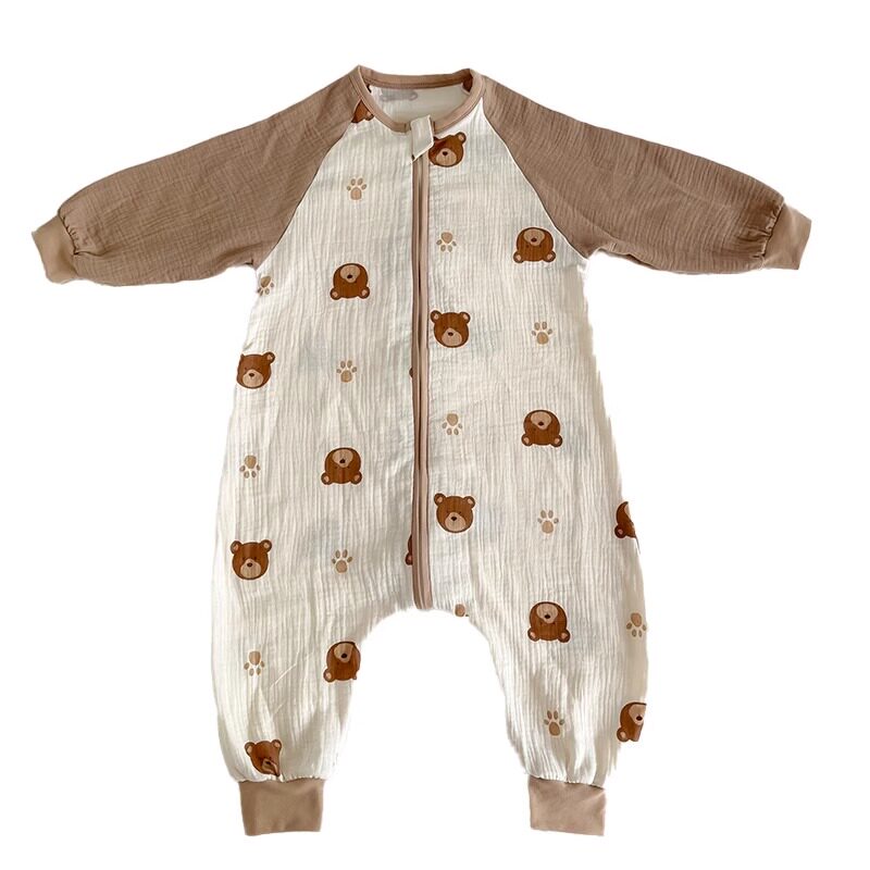 儿童睡袋夏季双层纱布男童薄款春夏分腿宝宝防踢被婴儿睡衣