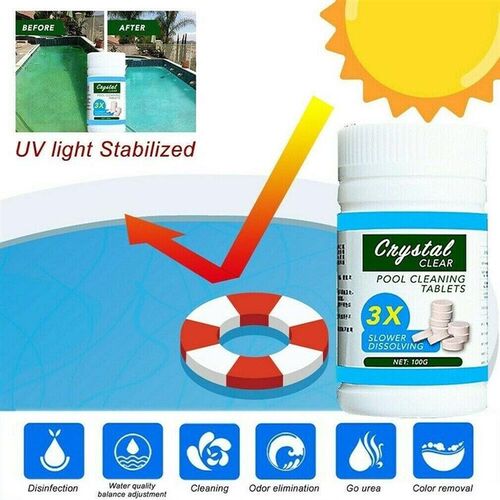 100Pc Pool Cleaning Floating Chlorine Tablets+Hot Tub Chemic
