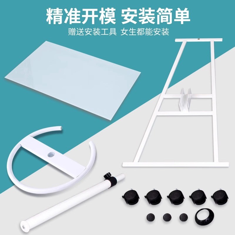 齐富移动式圆盘底座伸p缩支架磁性玻璃白板架可夹纸教学办公黑板