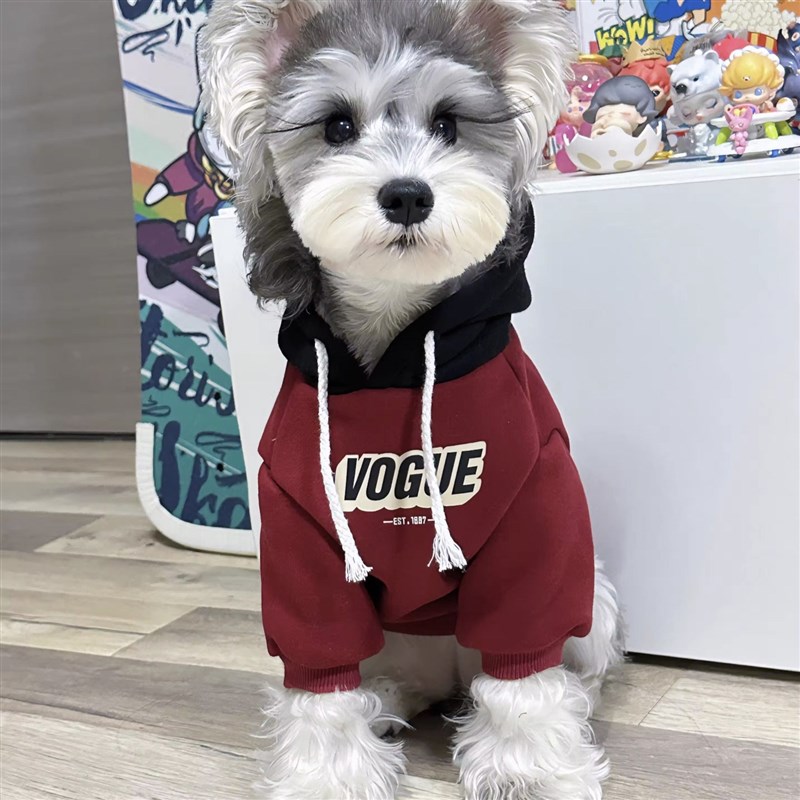 宠物猫咪狗狗春秋衣服 拼色连帽加绒加厚保暖卫衣 中小大型犬