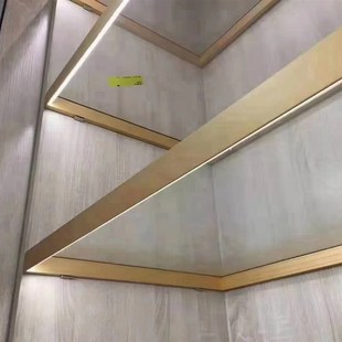 铝框玻璃层板钢化玻璃置物架发光隔板耐高温衣柜酒柜玻璃隔板定做