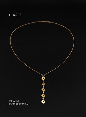 若奈收藏 戏玲珑 18K +Teases真钻石招财铜钱串项链珠宝首饰