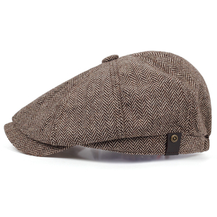 hip male hat hop cotton% brown 速发new fashion plaid beret