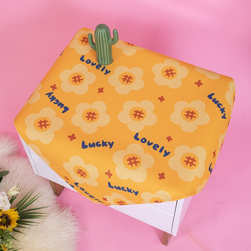 卡通北欧风卧室床头柜防尘保护罩棉麻冰J箱洗衣机盖巾梳妆台盖布