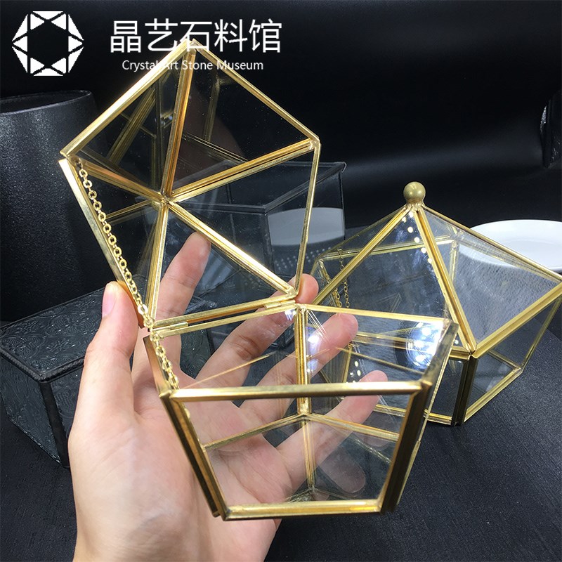 现货天然水晶消磁石原o石矿石矿标消磁碗玻璃盒白水晶碎石收纳容