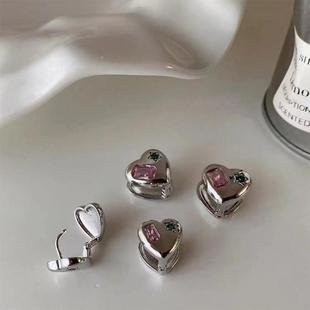 Earrings New 新品 Metal Love Heart Colorful 2023 Zircon Elega