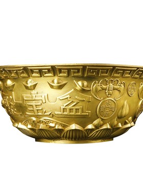 速发老奶奶聚财招财生财聚宝盆纯铜盆办公室家居摆件开业礼物