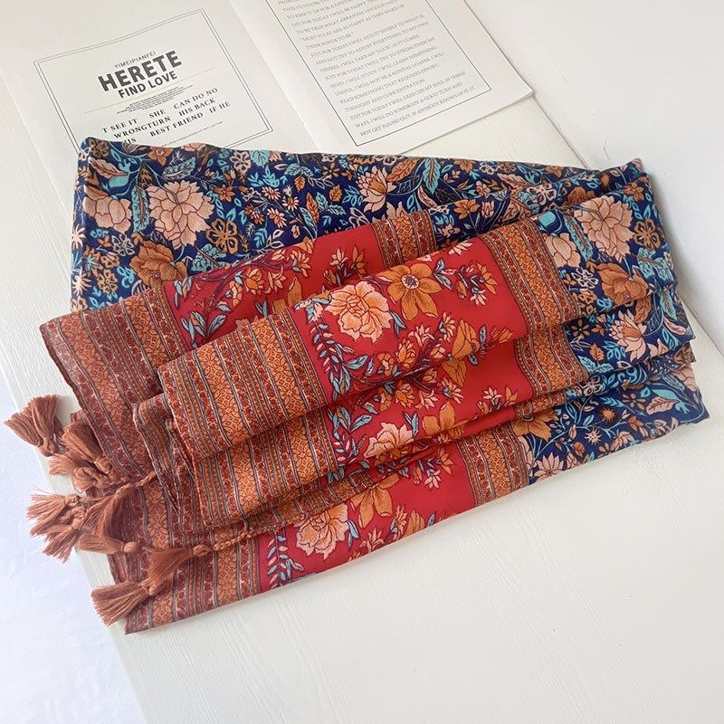 云南丽江西藏旅游度假披肩红蓝古典搭配民族风围巾棉麻拍照丝巾女,服饰配件/皮带/帽子/围巾,围巾/丝巾/披肩,淘宝优惠券,粉丝福利购,淘宝优惠卷