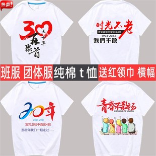 同学聚会t恤定制20年30年同学会毕业班服团体服装文化衫印字logo
