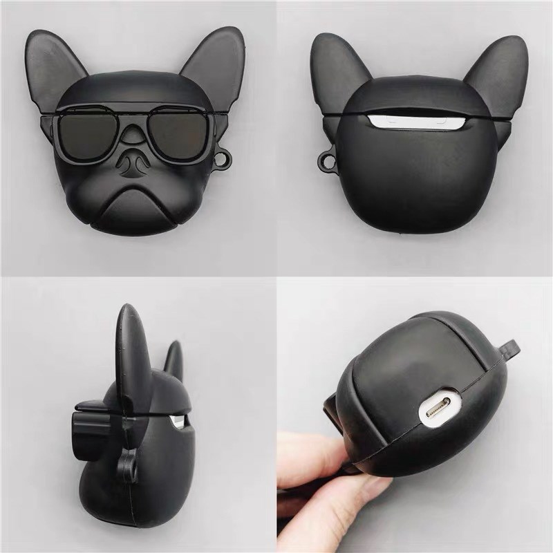 推荐For airpods 2 case Red Black Cute french bulldog Wireles