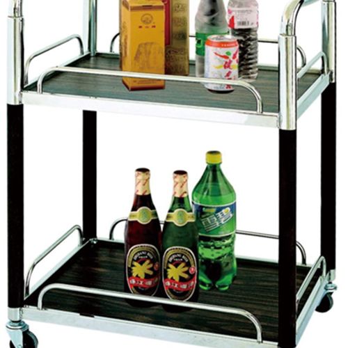 餐厅服务车手推车 不锈钢黑色酒水车 高档推车火锅车茶水配送车