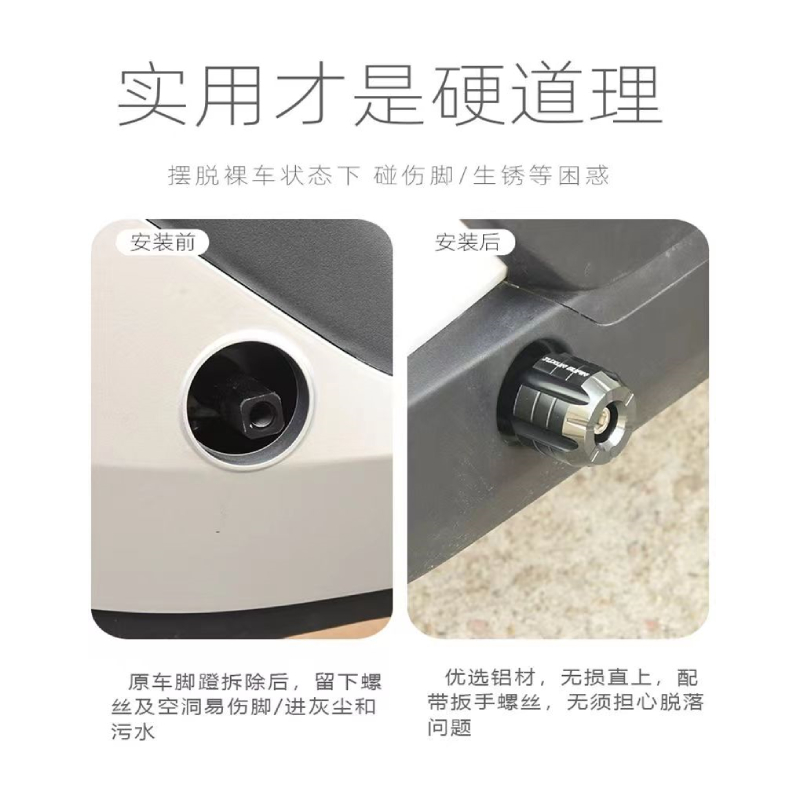 电动车摩托车M10螺丝通用中间轴孔位替换堵头脚踏板脚蹬改装配件