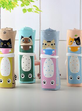 素描笔帘韩国简约女生小清新学生可爱卷笔袋文具袋初中小学铅笔袋