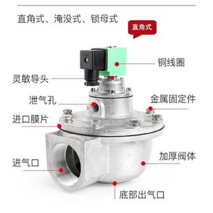 电磁脉冲阀布袋除尘器1152寸25寸3寸4寸电磁控制脉冲阀 淹没式