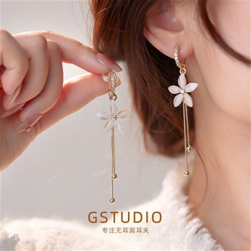 耳夹夸张设计感长款气质花瓣流苏蚊香盘耳夹无耳洞女新款百搭耳坠,饰品/流行首饰/时尚饰品新,耳夹,淘宝优惠券,粉丝福利购,淘宝优惠卷